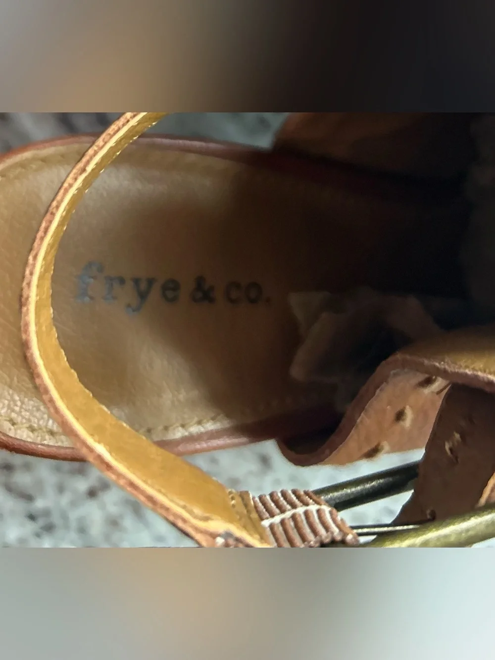 Frye & Co Women's chestnut brown Leather Open-Toe Block Heel Sandal size 8